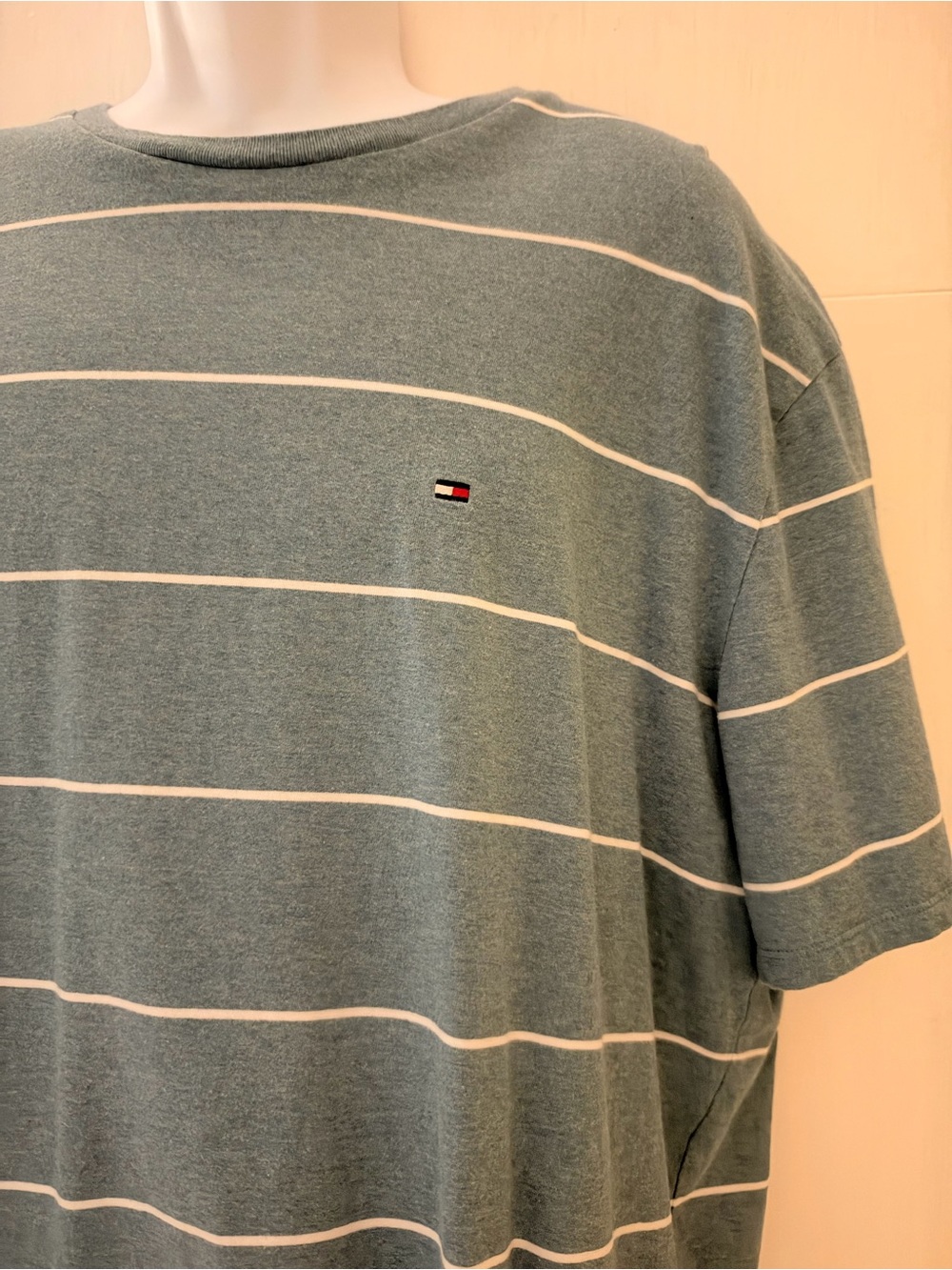 Tommy Hilfiger Teal Green Striped Crewneck Tee